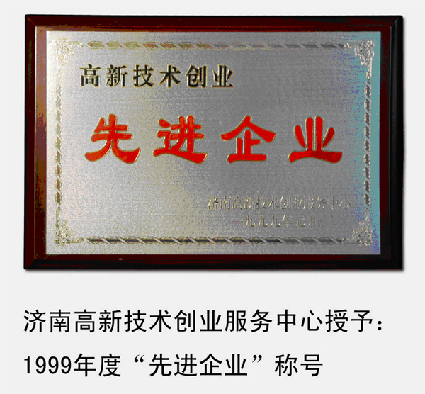 1999年，被濟南高新技術創業服務中心授予“高新技術創業先進企業”